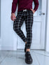 Checked men's trousers - black with red 65-2